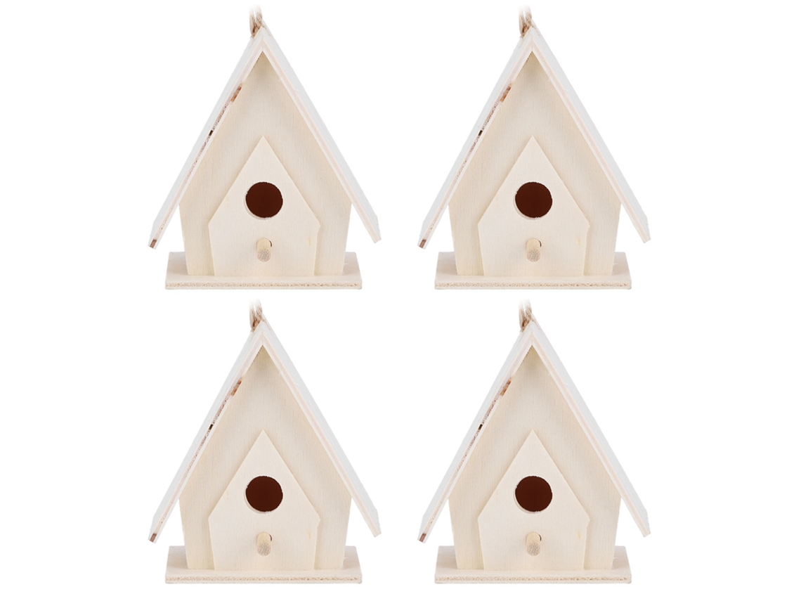 4pcs Casa de Pássaro de Madeira Mini Pendurada Ninho para Jardim S/MARCA