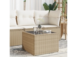 Vidaxl Mesa De Jardim Com Tampo De Vidro 55x55x37 Cm Vime Pe Bege