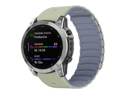 Bracelete para Garmin Silicone Magnético Esportivo Liberação Rápida Cáqui Claro + Cinza Azulado Claro XIAOMOYU (26mm)