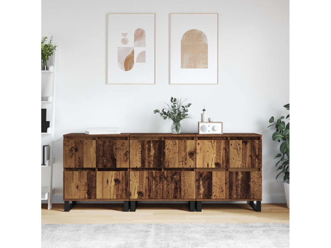 Vidaxl Buffet 3 Pcs Madeira Antiga 60 X 35 X 70 Cm