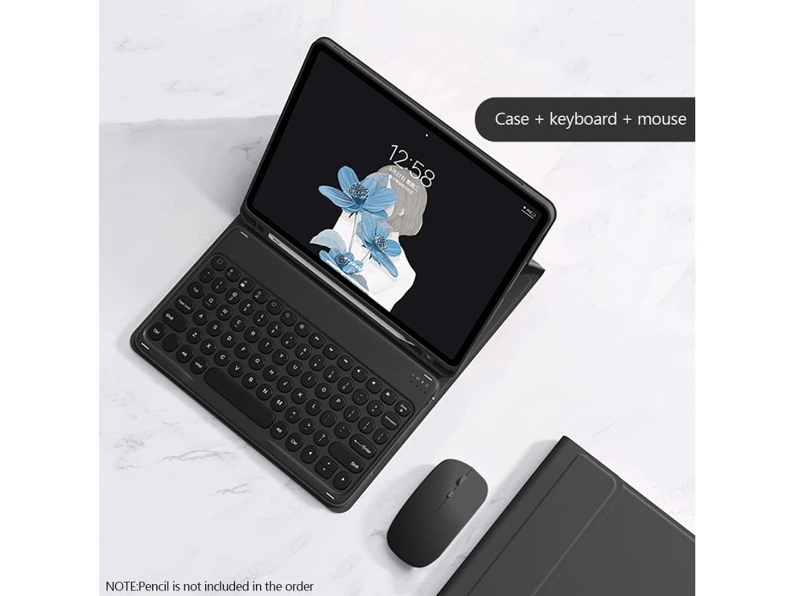Capa Com Teclado Para Tablet Samsung S7 Plus T970/t975 De 12,4 Polegadas (com Teclado Grande De 12 Polegadas) Obsidian Black + Teclado Com Tampa Redon