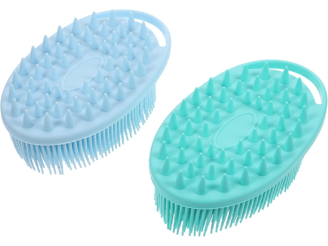 Conjunto Pretyzoom Com 2 Escovas Corporais De Silicone Para Lavar O Corpo E Cabelo, Com Massagem Esfoliante Suave Para O