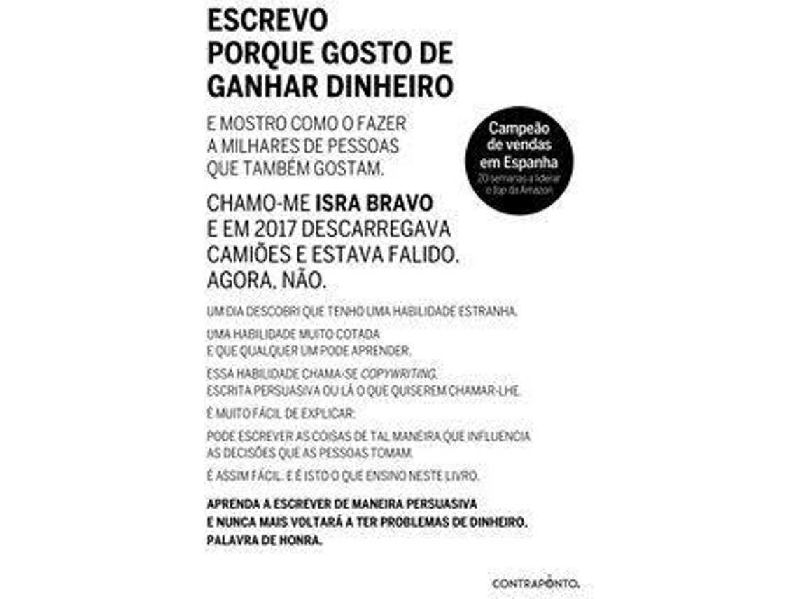Livro Escrevo Porque Gosto de Ganhar Dinheiro de Isra Bravo (Inglês)