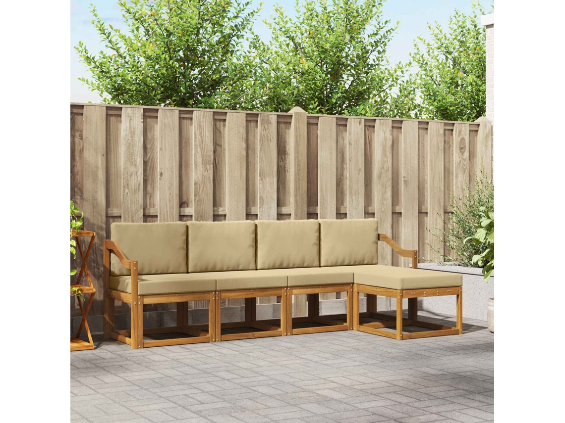 Vidaxl Conjunto De Sofás Para Exterior 5 Unid. Natural E Bege