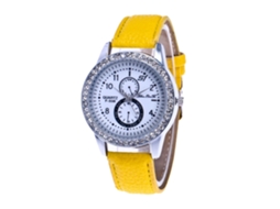 Relógio moderno para mulheres e homens com movimento de quartzo e pulseira de metal ajustável (amarelo)