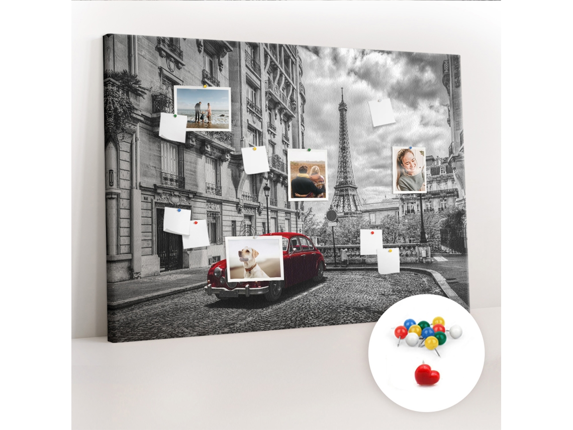 Quadro De Cortiça Com Impressão Carro Antigo Na Cidade Para A Sala De Estar Espelharte (140x100 Cm)