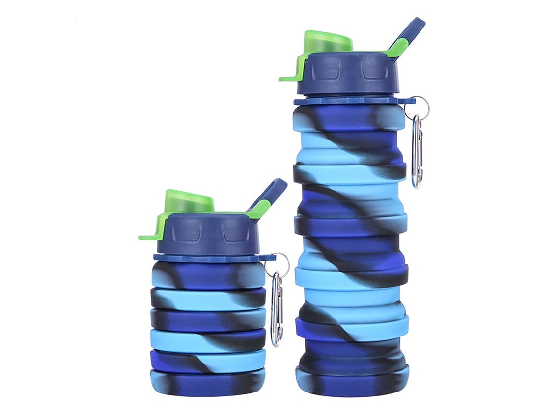 Botellas de Água Dobráveis de Silicone, Copos Esportivos, para Atividades Ao Ar Livre e Viagens (azul, 500ml)