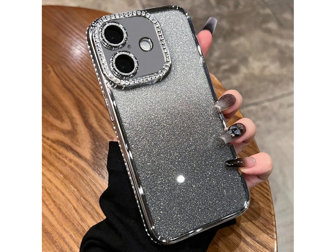 Capa De Tpu Para Iphone 17 - Glitter Degradê De Diamante