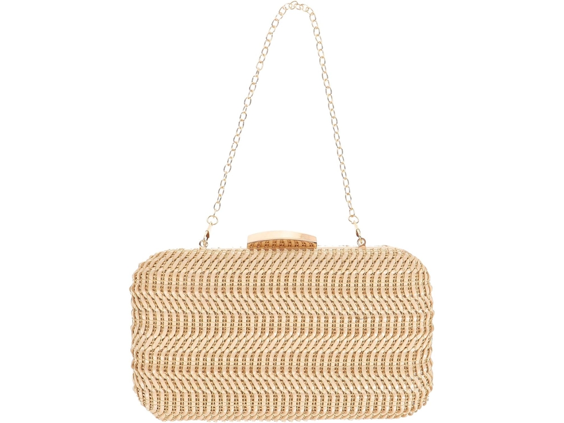 Bolsa Feminina De Tecido Trançado Com Corrente, Com Compartimento Para Celular E Itens Do Dia A Dia.