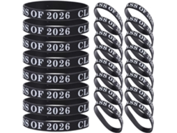 Partykindom 24 - Pulseiras de Silicone para Formature 2026, Pulseira de Silicone Elástica Preta, Acessórios Unissex para