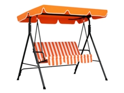 Baloiço De Laranja Jardim Externo 3 Lugares Com Cobertura Ajustável E Estrutura Aço 172x110x153 Cm