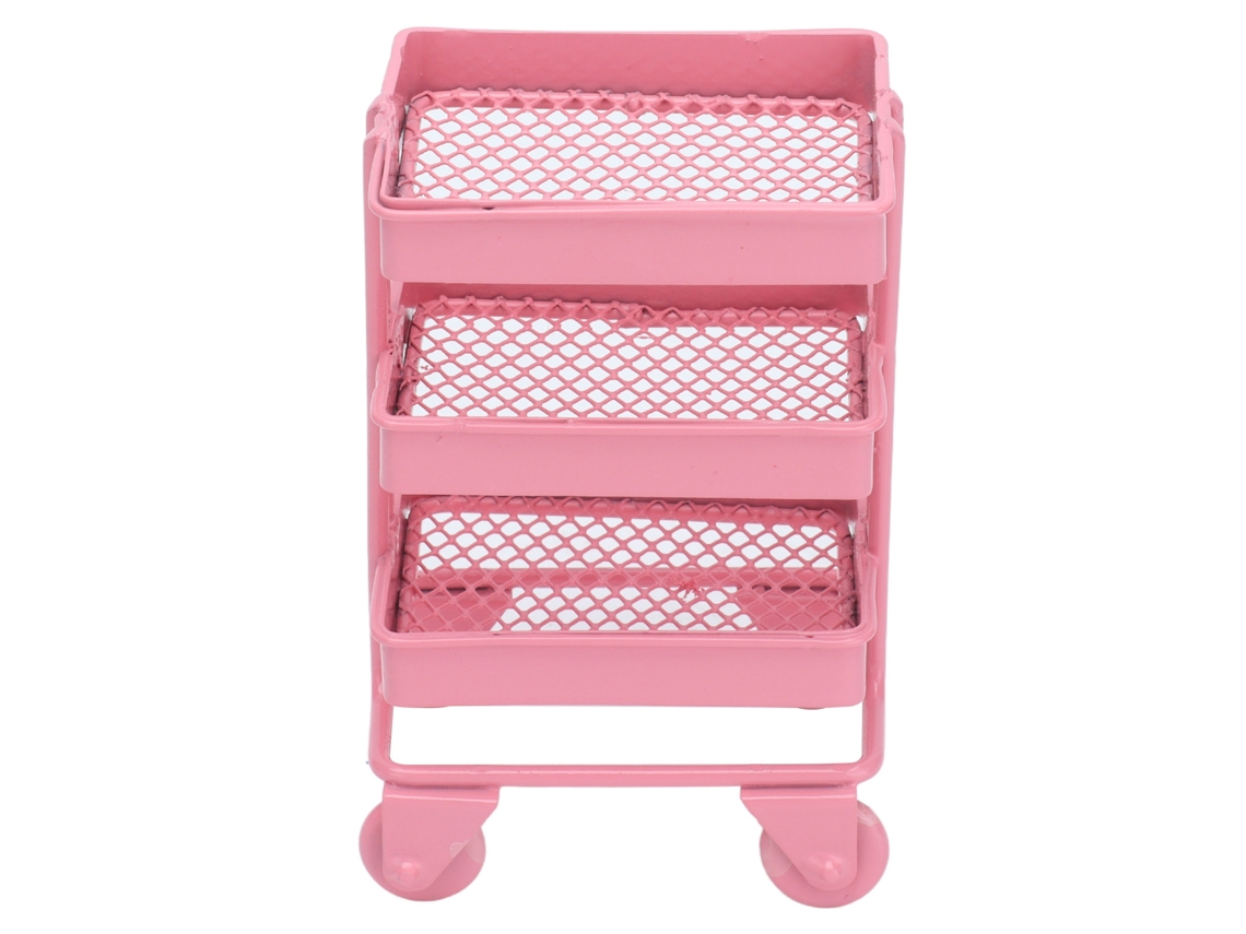 Primerox carrinho de Mão Miniatura 1:12 para Casinha de Bonecas Prateleira com Rodas Decoração Pink