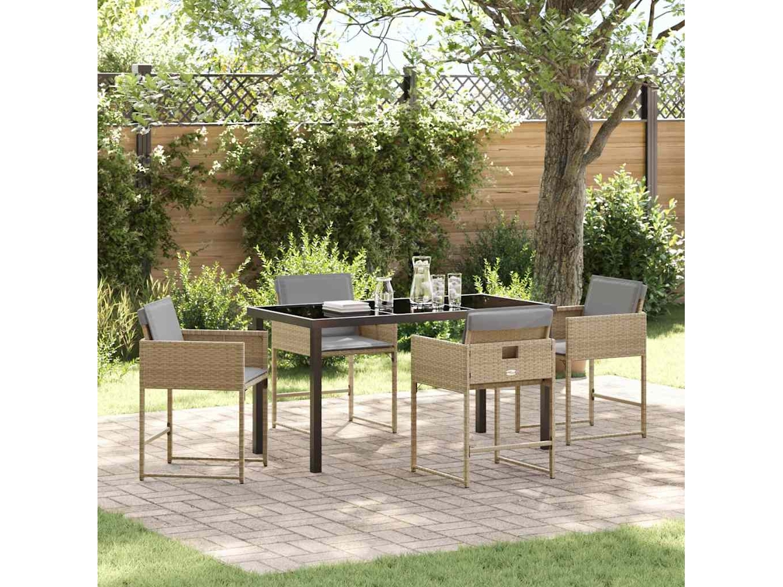 Vidaxl Conjunto De Jantar Para Jardim 5 Unid. Bege Vime Pe