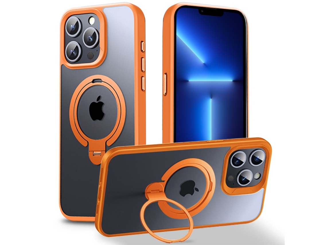 Suporte Casa Magsafe Para Iphone 13 Pro Pele Sintética Laranja