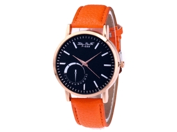 Relógio masculino Zhoulianfa, analógico, de quartzo, com pulseira de couro PU (laranja)