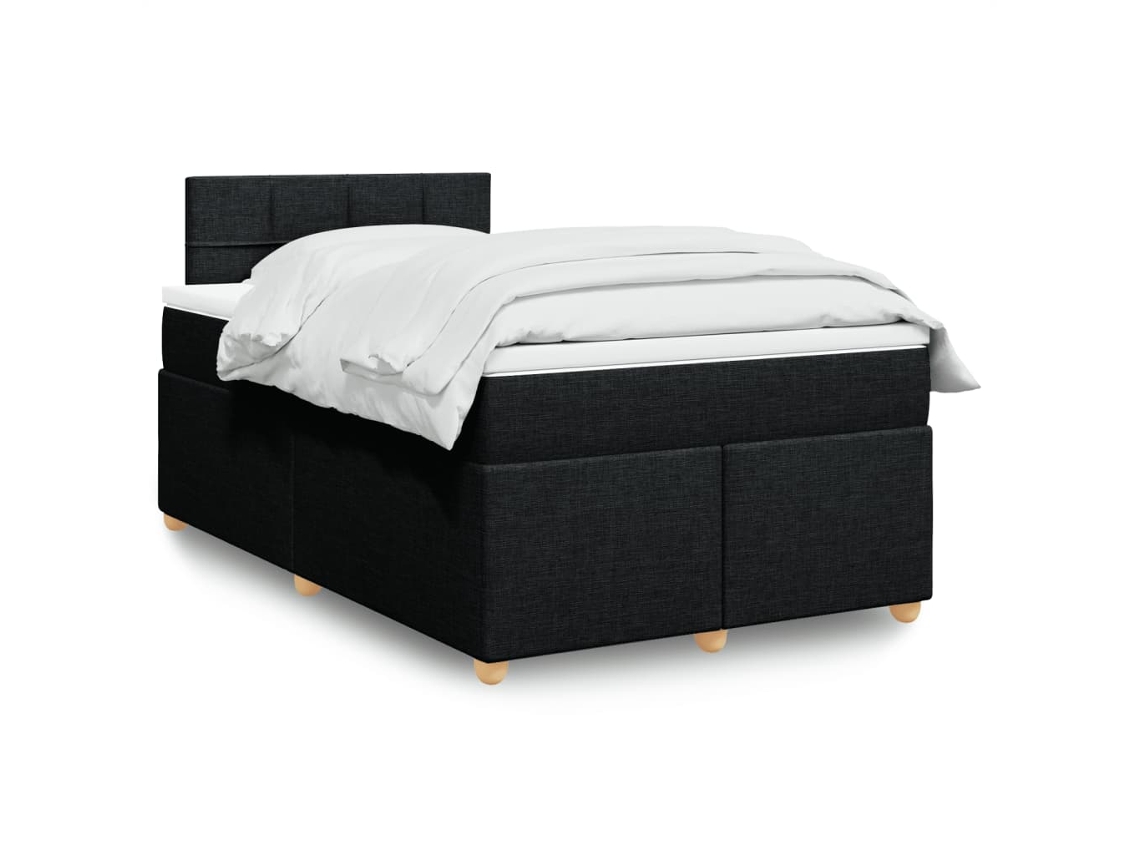 Vidaxl Cama Com Molas/colchão 120x200 Cm Tecido Preto