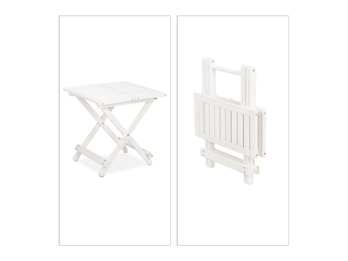 Relaxdays Mesa Dobrável De Madeira, Para Sala De Estar, Varanda E Terraço, Portátil, Estável, H: 50 Cm, Branca