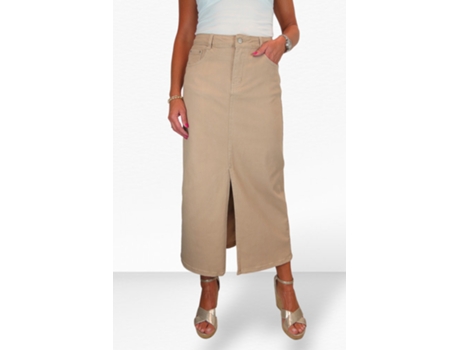 Saia de Mulher PAULO DUE Stretch Front Split Bege (40)