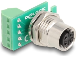Adaptador de rede M12 A bloco de terminais de 4 pinos para 5 pinos codificado A (60662) Delock (f)