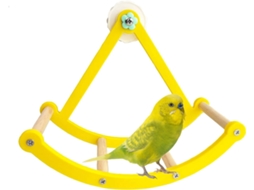 Brinquedo de balanço AQUAFORGE com poleiro duplo, para calopsitas e araras, com sino