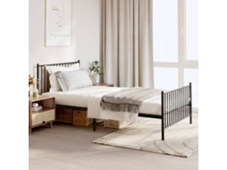 Vidaxl Estrutura de Cama com Cabeceira e Pés 107x203 Cm Metal Preto