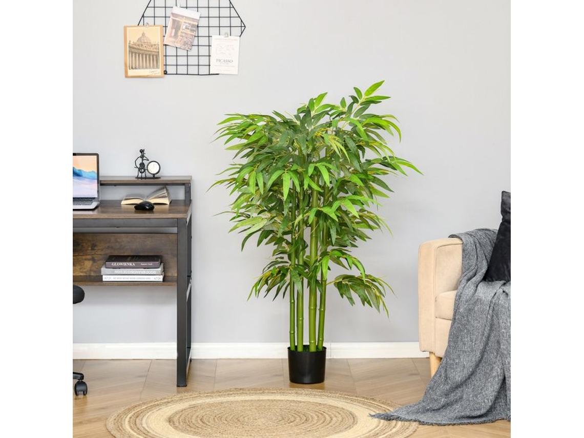 Bambu Artificial Em Vaso - Zevkor - 140 Cm - 780 Folhas - Plástico - Verde