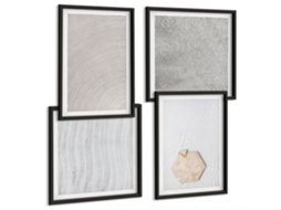 Composição De Quadros Texturas Claras De Areia Boho Espelharte (4 Peças)