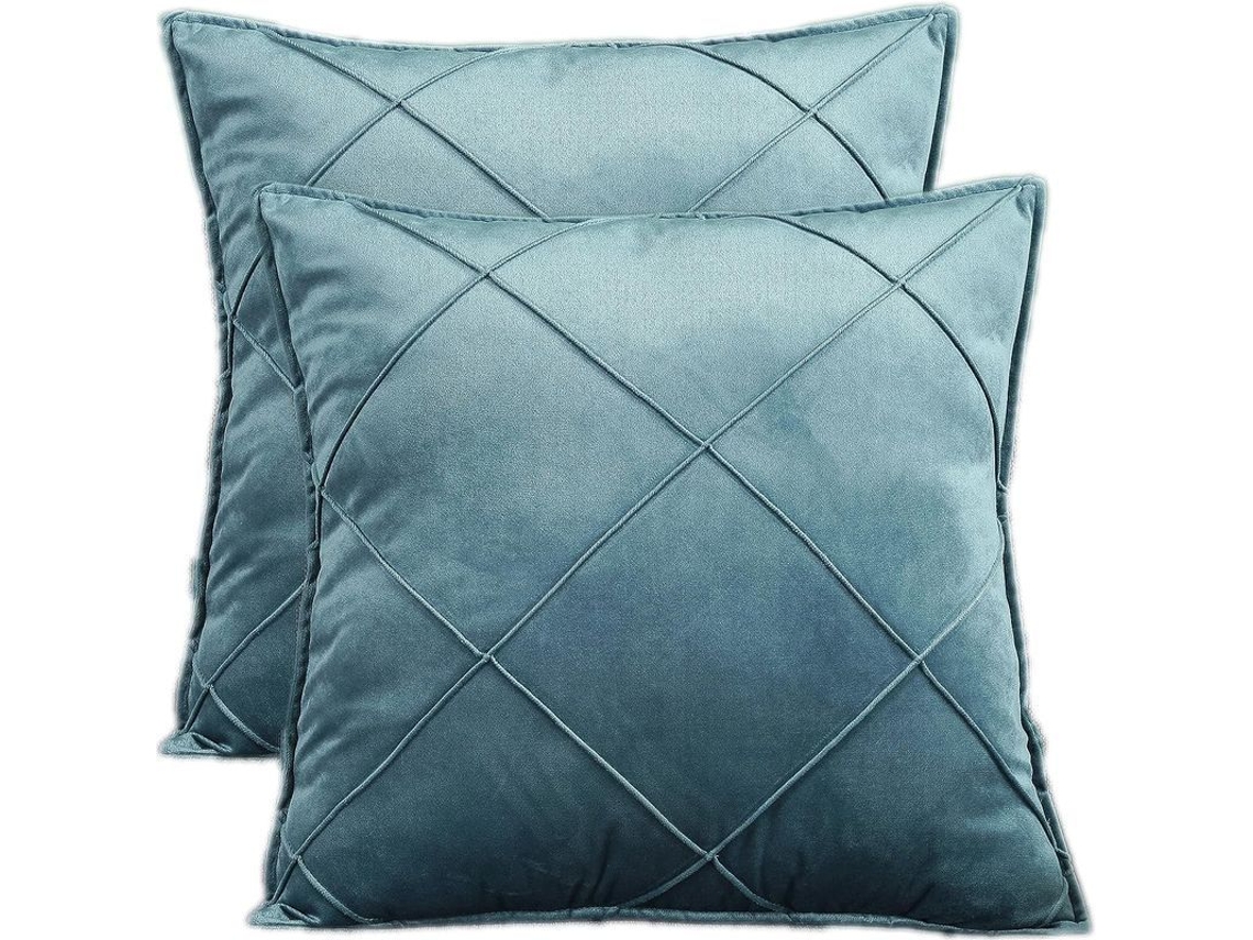 2026 2 Capas de Travesseiro de Veludo Quadrado 45x45 Cm Estilo Nórdico Xadrez Suave para Sofá Quarto Verde Claro