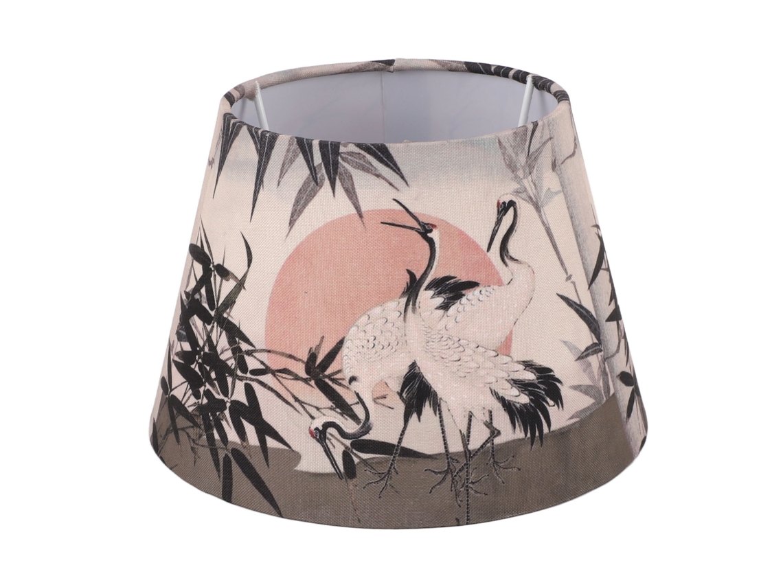Abajur de Estilo Chinês com Garça, Drum para E27 E14