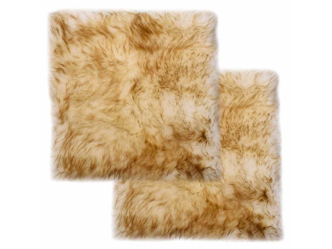 Vidaxl Almofadas Cadeira 2 Pcs 40x40cm Pele Carneiro Castanho Mesclado