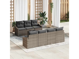 Vidaxl Conjunto De Sofás 8 Unid. Cinzeto Vime Pe