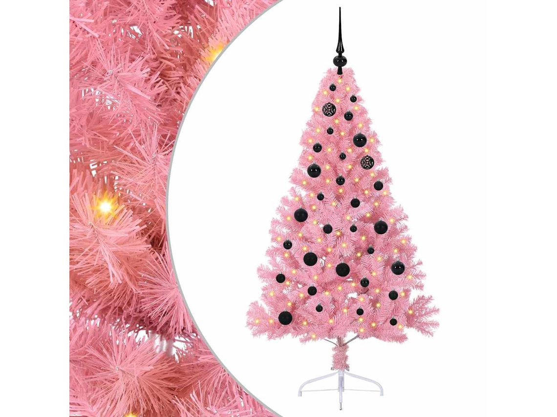 Árvore De Natal Artificial Iluminada Vidaxl Rosa Pvc (150 Cm)