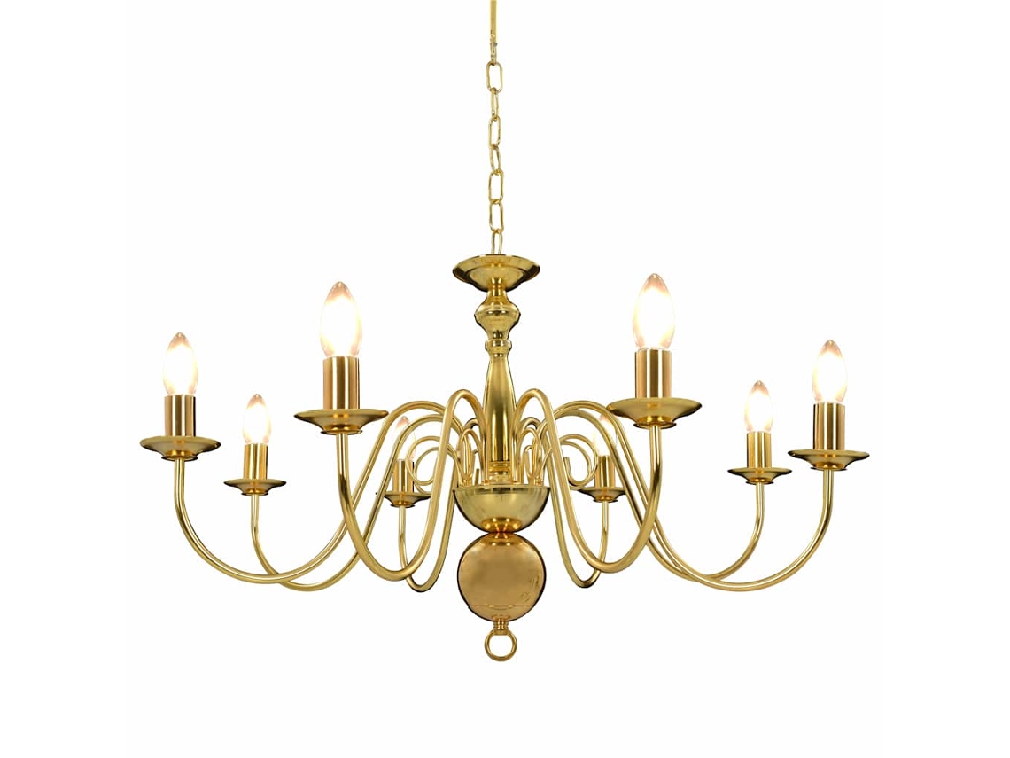 Vidaxl Lustre De 8 Lâmpadas E14 Dourado