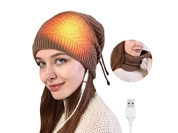Gorro/cachecol Térmico Elétrico 2 Em 1 Tengoo Preto Recarregável E Lavável Cachecol Macio De Tricô Para O Inverno Ideal Para A Cabeça E O Pescoço
