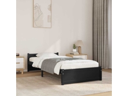 Estrutura De Cama 90x200 Cm Madeira Maciça Preto