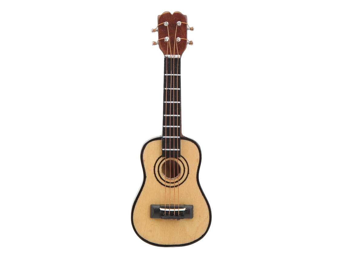 Mali miniatura de Guitarra 1:12 em Bétula com Verniz Decorativa para Casa de Bonecas Clássica