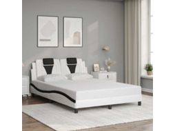 Vidaxl Estrutura De Cama Viana Sem Colchão 120x200 Couro Artif. Branco/preto