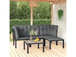 Vidaxl 5 Pcs Conjunto Lounge De Jardim Vime Pe Preto/cinzento