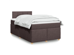 Vidaxl Cama Com Molas/colchão 120x200 Cm Tecido Castanho-escuro