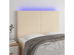 Vidaxl Cabeceira Cama C/ Led Tecido 144x5x118/128 Cm Crème