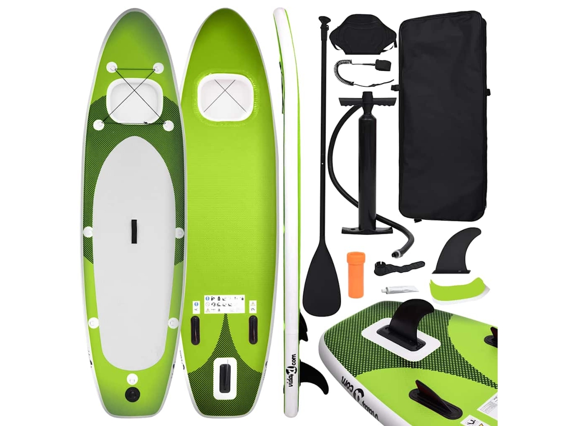 Vidaxl Conjunto Prancha De Paddle Sup Insuflável 300x76x10 Cm Verde