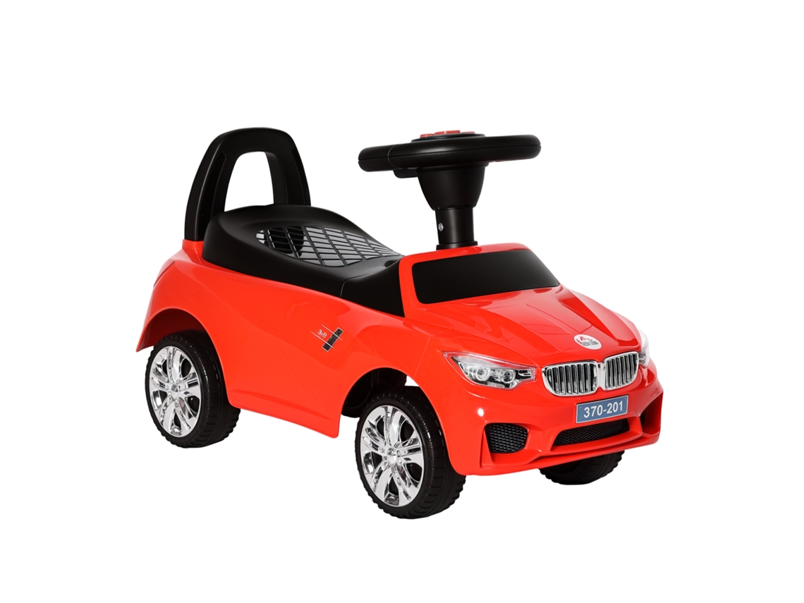 Carro de andador para crianças de 18-36 meses, com faróis, música, buzina, volante, compartimento e alça 63,5x28x36 Vermelho | S/MARCA
