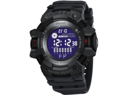 Lurelia Relógio Digital Masculino, Visor Digital, Led, Cronómetro, Alarme, Data/calendário, Aço Inoxidável, Tpu, Preto E Azul