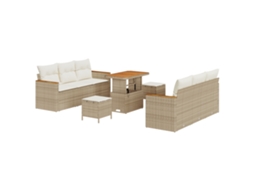 Conjunto 9 Móveis De Jardim Vidaxl Bege Vime Pe (90 X 55 X 71 Cm)