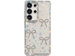 Capa Tkdaddy Para Samsung Galaxy S25 Ultra Com Strass E Borda De Borboleta Com Decoração Em Tpu Pc Imd Capa De Celular Estrelada Transparente