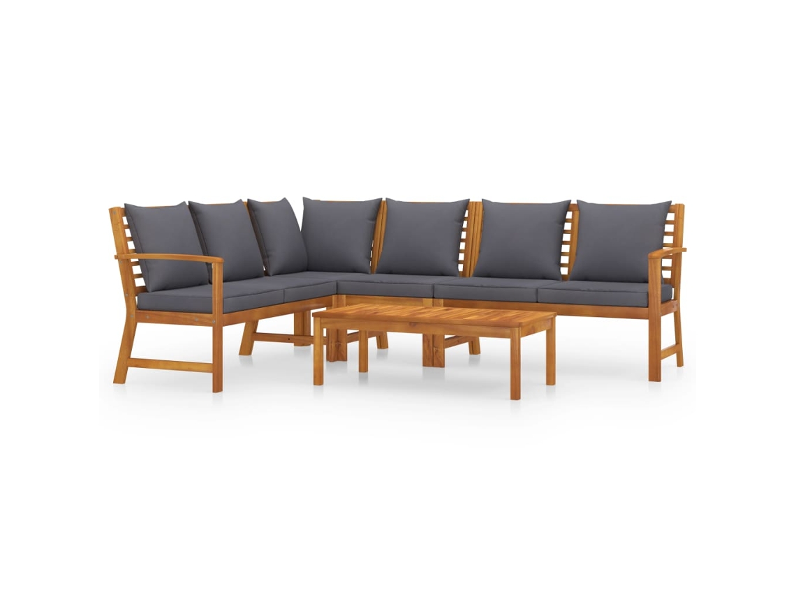 Maison Exclusive - 5 Pcs Conjunto Lounge De Jardim C/ Almofadões Acácia Maciça