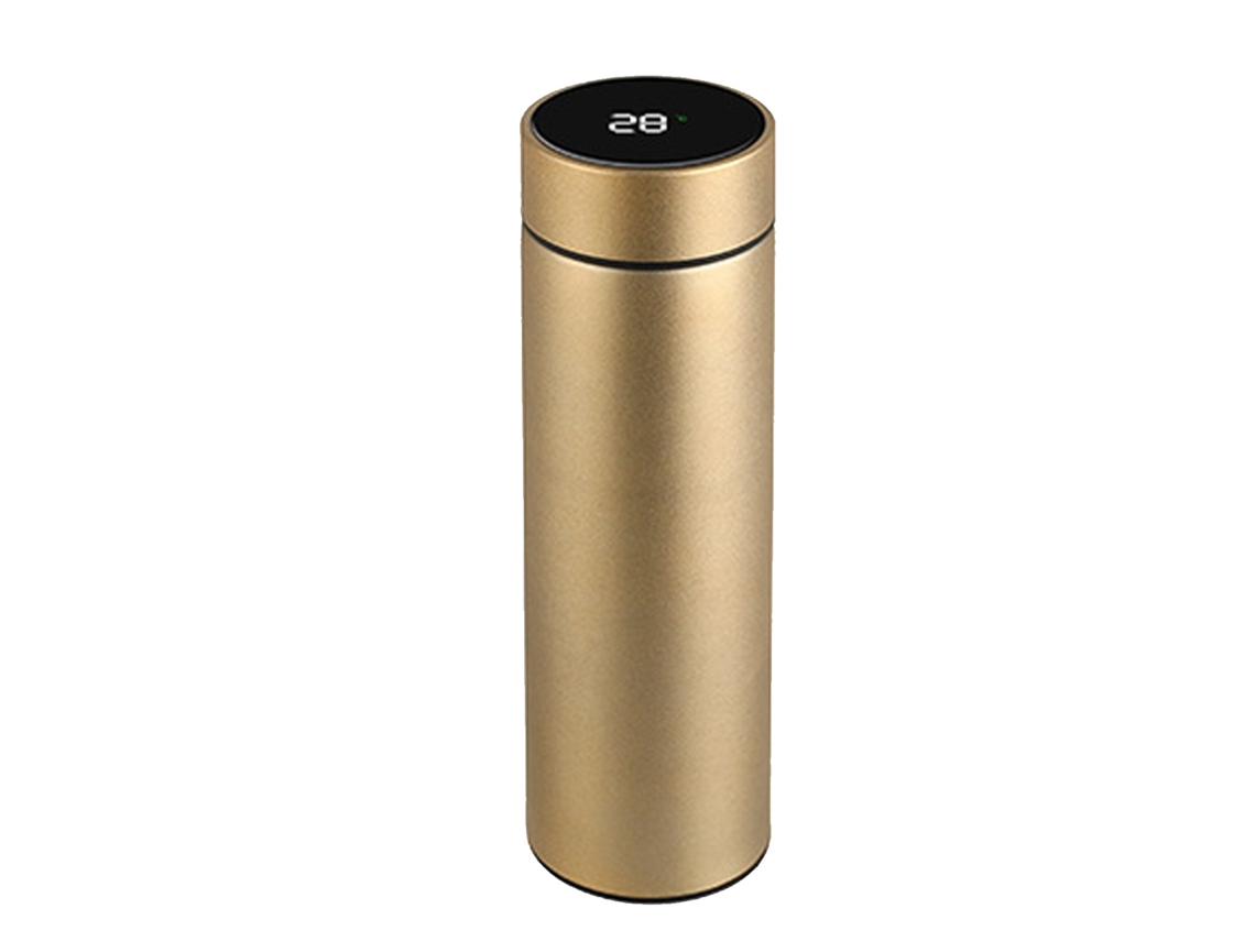 Mali garrafa Inteligente Isolada 500ml com Display de Temperatura Liner Aço Inoxidável 304 Dourada