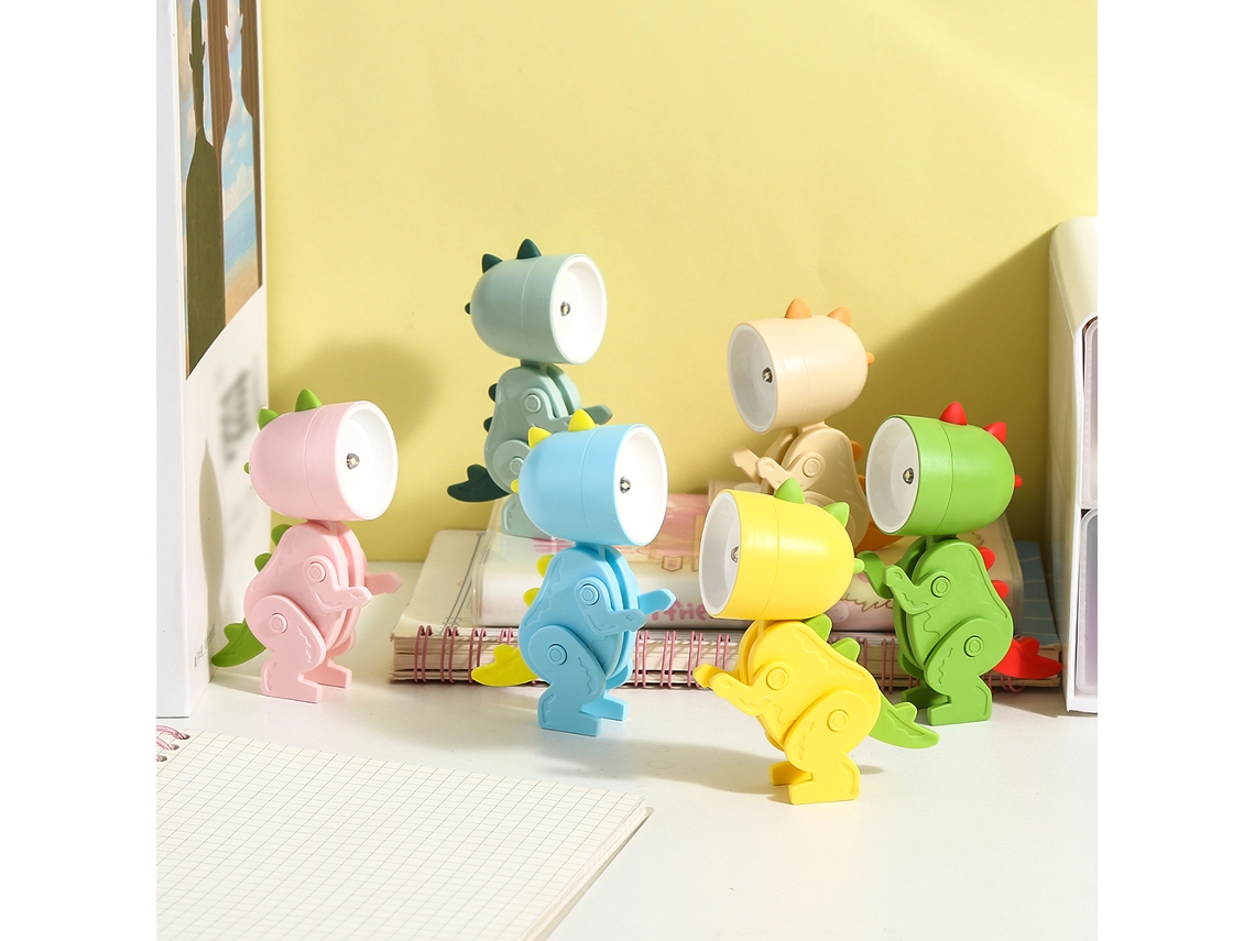 Lâmpada de mesa LED mini dinossauro fofa, ângulo ajustável, luz noturna para crianças | S/MARCA