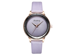 Relógio Feminino de Pulseira de Couro Pu Simples Estilo Fashion com Movimento de Quartzo (roxo)