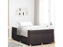 Vidaxl Estrutura Da Cama Com Colchão Marrom Escuro 120 X 200 Cm Tecido